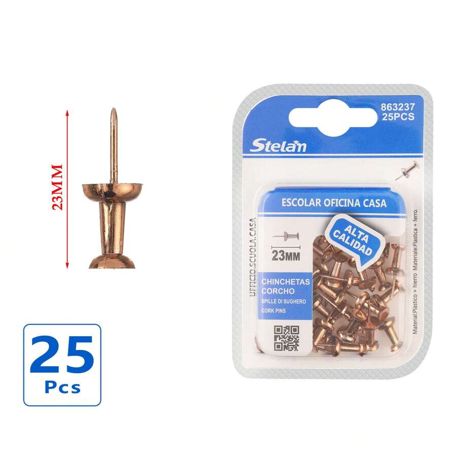25 Chinchetas Decorativas Rosa Oro de 23 mm - Elegantes y Resistentes para Organizar y Decorar su Espacio - Dorado - Ver 1