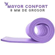 MUUK FITNESS Tapete de Yoga Foamy Antideslizante 150 x 59 cm | Esterilla Ligera de 8 mm con Correa de Transporte| Almohadilla para Rodillas y Codos | Material EVA Resistente, Ligero y Cómodo | Ideal para Ejercicio en Casa, Gimnasio, Parque, Viajes, Meditación y Estiramientos - Morado - Ver 5