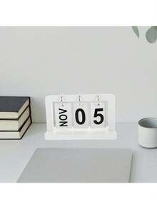 Wooden Perpetual Calendar, Flip Desktop Calendar, White Calendar, Suitable For Home, Office, Classroom, And Desk Accessories - 1 - 查看 7