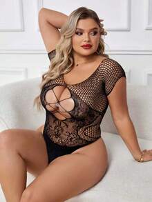 Đồ lót gợi cảm cho nữ, bộ đồ lót lưới hở đáy táo bạo, áo liền thân, đồ lót teddy, đồ lót lưới xuyên thấu, áo liền thân mini, đồ lót trong suốt dành cho câu lạc bộ đồ lót nữ. - màu đen - Xem 2