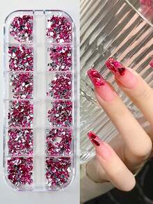 1 Box Of 1500pcs Mixed Nail Art Decorations, Popular Resin Flat Bottom Irregular Rhinestones, Mini Acrylic Nail Diamonds, Accessories, Glitter Nails, Nail Art Parts, Ribbon Nail Supplies Nail Gems - Multicolor - View 13
