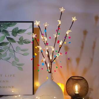 1pc Star & Moon Decorative Light, LED Lamp With 2AA Batteries, Suitable For Room, Bedroom Decor, Creative Night Light, Party Decoration, Bedroom Lighting, Classic Style Lighting, Birthday Party Decor, Outdoor Decor, Wedding Decor, Study, Bathroom Decor, Graduation Party, Camping Decor, Party & Home Decor String Lights, Birthday Gift, Housewarming Gift, Wedding Gift