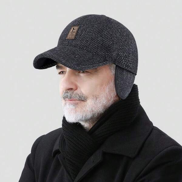 Men's Winter Ear-Protecting Warm Baseball Cap, Thick Outdoor Windproof Peaked Cap