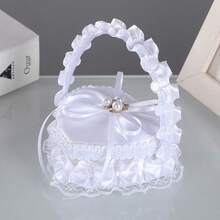 Satin Ring Box Wedding Ring Props Heart Shaped Rose Box With Handle Lace Ring Box - Multicolor - View 5