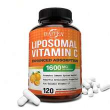 Vitamina C Liposomal - Suplemento Dietético - 120 Cápsulas - 1600 mg por porción - Suplemento antioxidante de alta potencia, refuerza el sistema inmunitario - 1 botella - Ver 8
