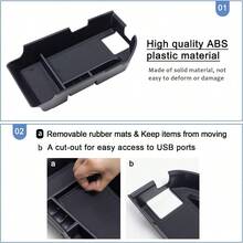 TOPINSTALL Center Console Tray Compatible With 2018-2024  Camry XLE XSE And 2020-2023 2024 Camry LE SE With Dual USB Ports Interior Accessories Armrest Storage Console Organizer ABS Material - 20182024Black - View 6