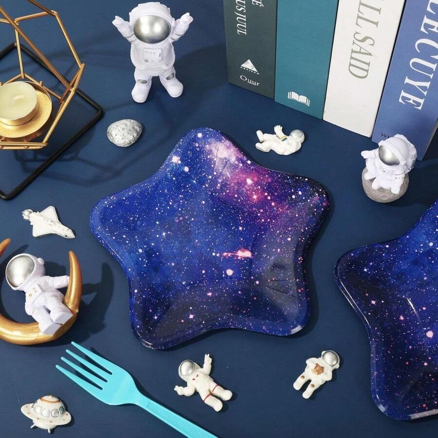 加厚星形纸盘 一次性派对餐盘 五角星餐具装饰 毕业典礼 独立日 婚礼 生日 婴儿派对 7英寸 - printcolor - 查看 1