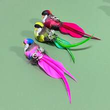 猫玩具鸟替换头，猫玩具，猫玩具棒替换鸟，人造羽毛材料，猫玩具替换鸟，带铃铛的猫棒鸟替换逗猫棒头，坚固的室内娱乐猫玩具 - 彩色 - 查看 16