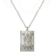 TEAMER Stainless Steel Tarot Cards Necklace Vintage Tarot Jewelry Good Luck Amulet Pendants For Women{Inchcolor_nameinch:InchSilver-THEHIEROPHANTinch} - 銀-THEHIEROPHANT - 查看 1
