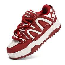 All-Season Platform Height-Increasing Christmas Red Original Loaf Shoes Outdoor Skateboard Sports Casual Shoes For Men And Women - 紅色 - 查看 8