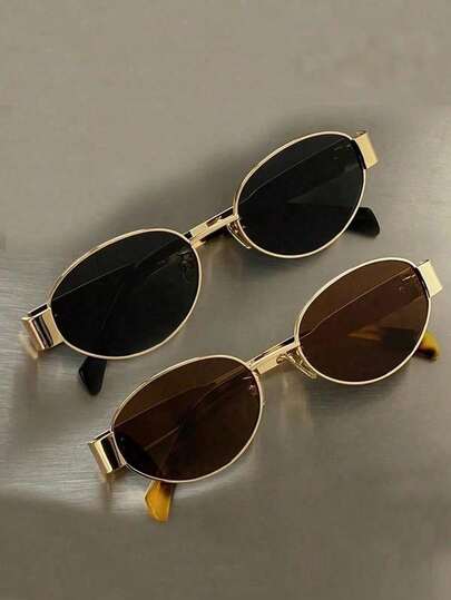 Women's Metal Frame Oval Fashion Glasses Suitable For Daily Wear Beach Accessories For Women Glasses Shades