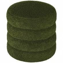 HOMCOM Round Plush Stool, Up To 120kg, Φ40x45H, Green. On Site - 1 - View 1