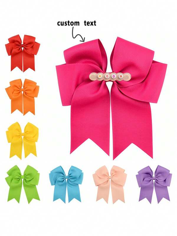 1pc Customized Children's Hair Accessories & Styling Tools, Personalized Name Hair Clips For Girls, White & Yellow Bow Hair Clips, Cute Chalkboard Bow Hair Clips, Suitable As Gifts For Friends, Durable & Colorful Lovely Charming Funny Kawaii Y2K Fashion Unisex Casual Customized Personalized Unique Ideal Gift For Him/Her, Boyfriend/Girlfriend, Family, Exquisite &