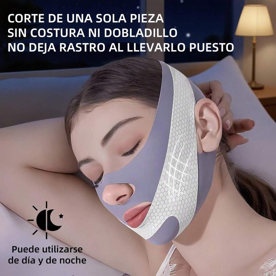 Faja Papada Facial Lifting - Correa Facial Reutilizable para Mujer con Efecto V-Lifting, Elástico y Ajustable para Eliminar Flacidez de Piel, Reafirmar y Anti-Arrugas (Gris) - gris - Ver 1