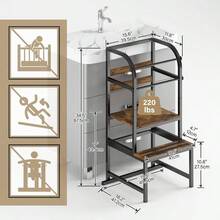 Tower Kitchen Ladder Height Adjustable, Kitchen Stool Helper With Safety Rail, Bathroom Montessori Learning Tower, Step Stool Counter