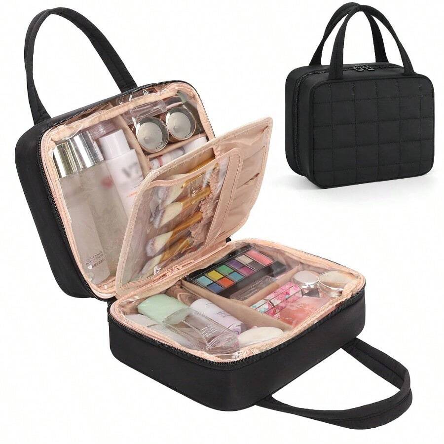 ZxsaTravel Makeup Bag Large Capacity Etic Bag Portable Make Up Bag Organizer  Women Of Etic Travel Bag Wit Diders And  Compartment   TetriesMakeup Bags - 01đen - Xem 1