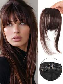 合成刘海自然额头假发棕黑色刘海夹式假发女连体真人卡通刘海隐形假发 - 彩色 - 查看 15