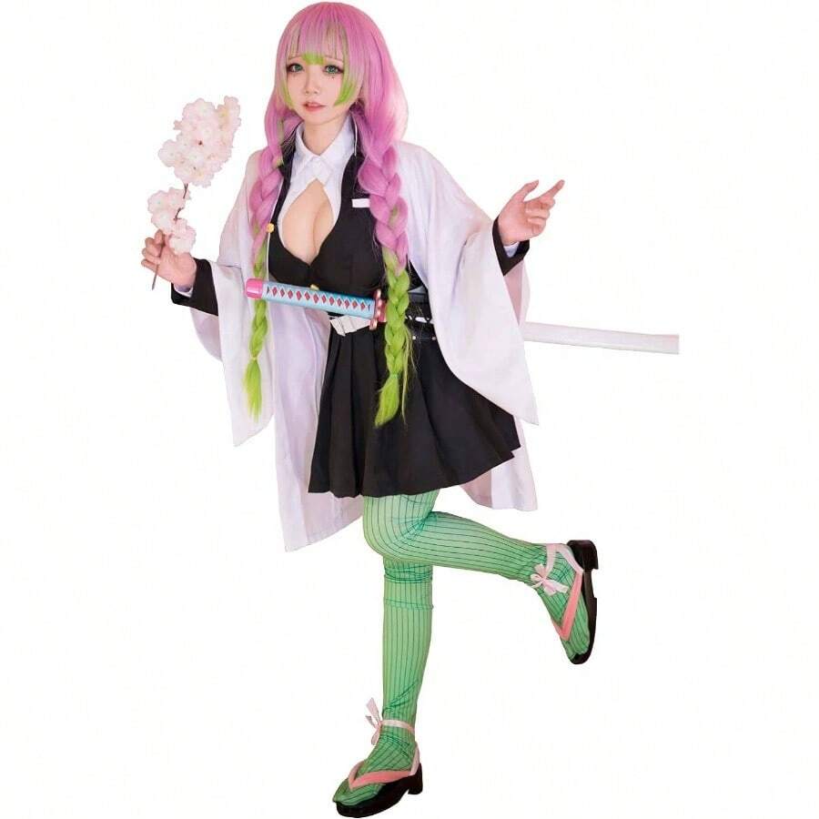 Women Anime Cosplay Costume Anime Cosplay Outfit Halloween Kimono Cloth - Nhỏ + Mitsuri - Xem 1
