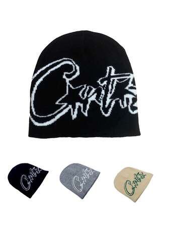 1 st. moderiktig jacquard, stickad mössa i hiphop-stil, avslappnad dödskallehatt, vinterhatt, sportkeps, cykelkeps, skidmössa, unisex, julklapp