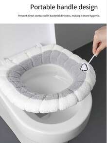 1 Universal Thick Plush Toilet Seat Cover, Soft And Comfortable, Washable, Pumpkin Patterned Toilet Seat Cushion, Available In Both Simple And Handle Styles