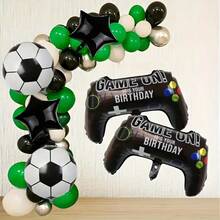 Game Console Theme Balloon Set, 18" Game Controller Foil Balloon, 18" Green & Black Star Foil Balloon, Football Balloon Set, Birthday Party Decorations - Mixed Colors - View 6