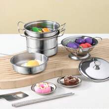 Olla De MOUMOUTEN, Olla De De Acero Inoxidable De 3 Niveles, Utensilios De Cocina Dim Sum, Sartén Para Cocinar Verduras Con Sartén Apilable Para Albóndigas - 1 - Ver 4