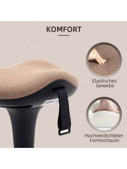 HOMCOM Office Stool Swivel Function, Ergonomic Work Stool, Height Adjustable 68.5 83.5, Seat 360° Rotating St ing Study Room, Brown. view 2