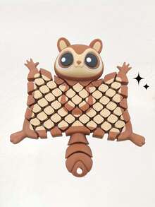 3d Printed Flying Squirrel Keychain - Cute Sitting/Resting Pose Expressive Eyes Lightweight Backpack Accessory And Pet Lover Gift Available In Multiple Colors (Dark Brown/Light Brown) Phone Accessories - Multicolor - View 6