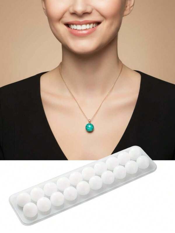 Molde de silicone para resina epóxi com 20 cavidades para pingentes de bolas, ideal para artesanato em colares, pulseiras e outras joias. Ótimo para presente!