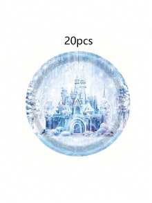 10pcs/20pcs/50pcs/Set,Frozen Winter Snowflake Paper Plate Celebration Party Tableware Round Disposable Dinner Paper Plate Suit Winter Snowflake Theme Party 9 Inch 7 Inch Paper Plate Paper Cup Paper Towel Birthday, Christmas, Winter Event Party Table Supplies - Multicolor - View 10