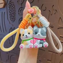 2pcs Cute Dog Plush Keychain, Couple Shiba Inu Doll Backpack Pendant, Car Key Chain, Small Gift Bag Charms Car Teacher Friend Sister Gift Ideas - Multicolor - View 12