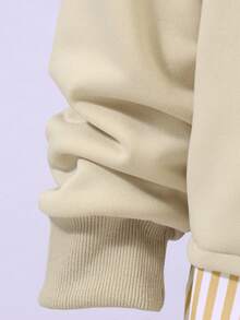 3pcs Girls Casual Striped Shirt, Grey Jacket Set, Autumn - Apricot - View 9