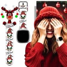 Compatible con la correa del reloj Fitbit Versa 3, Versa 4, Sense, Sense 2, Correa de repuesto de silicona con patrón navideño {color_name: Feliz Navidad Gnomo 1, size_name: Para Versa4/Versa3/Sense2/Sense - Feliz Navidad Gno 1me - Ver 7