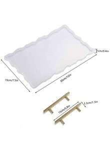 Silicone Resin Tray Mold, Agate Silicone Tray Mold With Golden Handle, Coaster Tray Silicone Mold, Cup Coaster DIY Craft, Epoxy Resin Casting Mold For Artificial Agate Tray, Serving Board - White - View 12