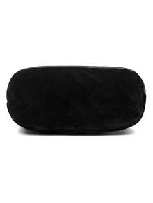 Women's Fashionable Retro Ankola Red Shoulder Bag, Soft Suede-Like Texture, Lightweight Shoulder Bag For Cosmetics And Lipstick Storage - Black - View 9