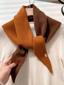 1pc 100% Wool Knitted Triangle Scarf Women's Outerwear Small Shawl Autumn Winter Cable Knit Neck Warmer Fashionable Accessory For Dress - DB031 - View 29