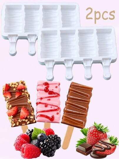 Creative Dessert Making Silicone Mold Set Of 2 | Reusable Oval Design, Non-Stick, And Foldable | Suitable For Chocolate, Pudding, Fruit Popsicles, And Cake Pops | Ideal For Parties, Celebrations, And DIY