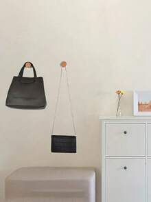 1/4个木质墙钩，免钻孔强力粘钩，几何形状墙钩，创意浴室厨房挂钩，卧室衣物、外套、帽子收纳挂钩 - 彩色 - 查看 5