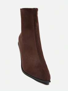 Nuevas botas de tobillo de tacón alto y grueso con punta puntiaguda para mujer, elegantes - Marrón - Ver 7