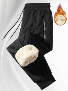 1PC Men's Fashionable And Versatile Winter Thickened Pants, Stylish Striped Casual Long Pants - A Gift For Husbands, Boyfriends, Or Partners, Fall