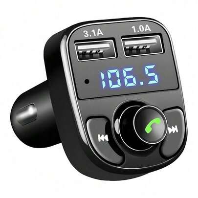 Adaptador Bluetooth Transmissor FM Carregador Veicular Com Entrada Para Pen Drive Compatível com Android e IOS x8