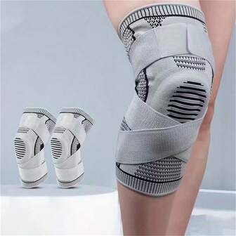 1件装压缩护膝套，男女通用运动护膝，透气材质，适合锻炼和力量训练