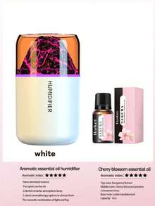 1pc Colorful Volcano Shaped Humidifier, USB Powered, 2 Working Modes, 7-Color LED Light, 180ml Capacity, Volcano Effect Aroma Lamp And Essential Oil Diffuser, Auto Shut-Off, Quiet Mist, Air Freshener For Car, Room, Office, Living Room, Desk, Unisex Daily Gift - 白色 - 查看 20
