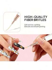 5pcs French Manicure Stripe Nail Art Painting Brush Set, UV Gel Nail Liner Brushes Kit - trắng - Xem 5