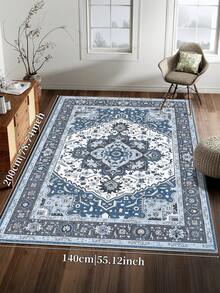 Faux Cashmere Area Rugs For Bedroom, Bohemian Style, Cool Rugs Living Room, 1 Count Home Decor Carpet, Washable Runner Rug, Mat Home Decor For Kitchen, Bathroom, Dining, Fluffy And Simple, Create A Unique, Niche, And Cozy Vibe - Blue - View 13