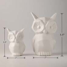 GOODSTART Glazed Ceramic Owl Statue For Home Decor - Modern Bird Figurine For Cabinet, Fireplace Mantel, Living Room, Bedroom - Ornaments And Gifts For Owl Lovers (White)