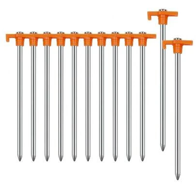 12PCS Tent Stakes Heavy Duty Camping Stakes, 7.1Inch Non-Rust Metal Tent Pegs Ground Stakes Tent Spikes Camping,HiFKing Orange{Inchcolor_nameinch:InchOrange12pcsinch,Inchsize_nameinch:Inch7.1INinch}