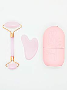 1/2/3pcs Set Ice Face Roller + Stainless Steel Gua Sha Board + Cloth Flannel Bag - Facial Skin Care Ice Roller Set, Facial Massage Tools, Silicone Ice Face Roller, Ice Roller, Stainless Steel Gua Sha Board, For Relieving Face And Eye Puffiness