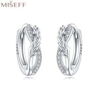  MISEFF 1对正品S925纯银耳环，植物图案，小麦耳环，女士礼物，情人节礼物，生日礼物
