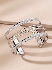 鏤空開口手鐲 - 銀色 - 查看 11